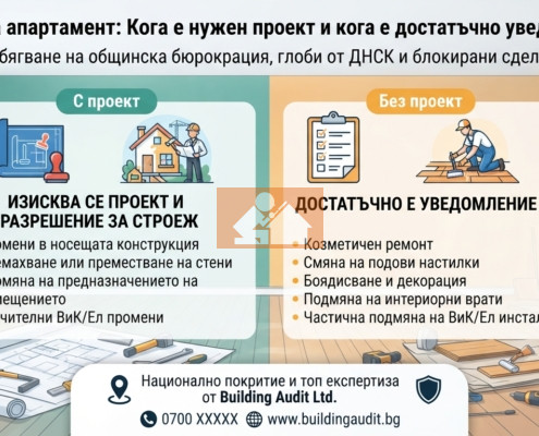 Вътрешно преустройство на апартамент: Кога е необходим архитектурен проект и кога само уведомление